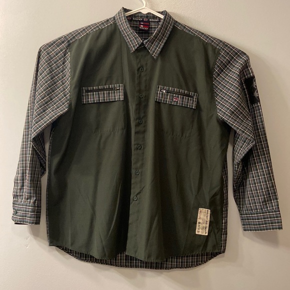 BUGLE BOY PLAID BUTTON UP SHIRT GREEN SIZE XL VINTAGE - Picture 1 of 9